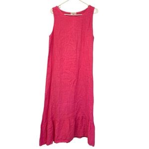 Terzo Millennio 100% Linen Sleeveless Linen Ruffle Tiered Lagenlook, Size Medium